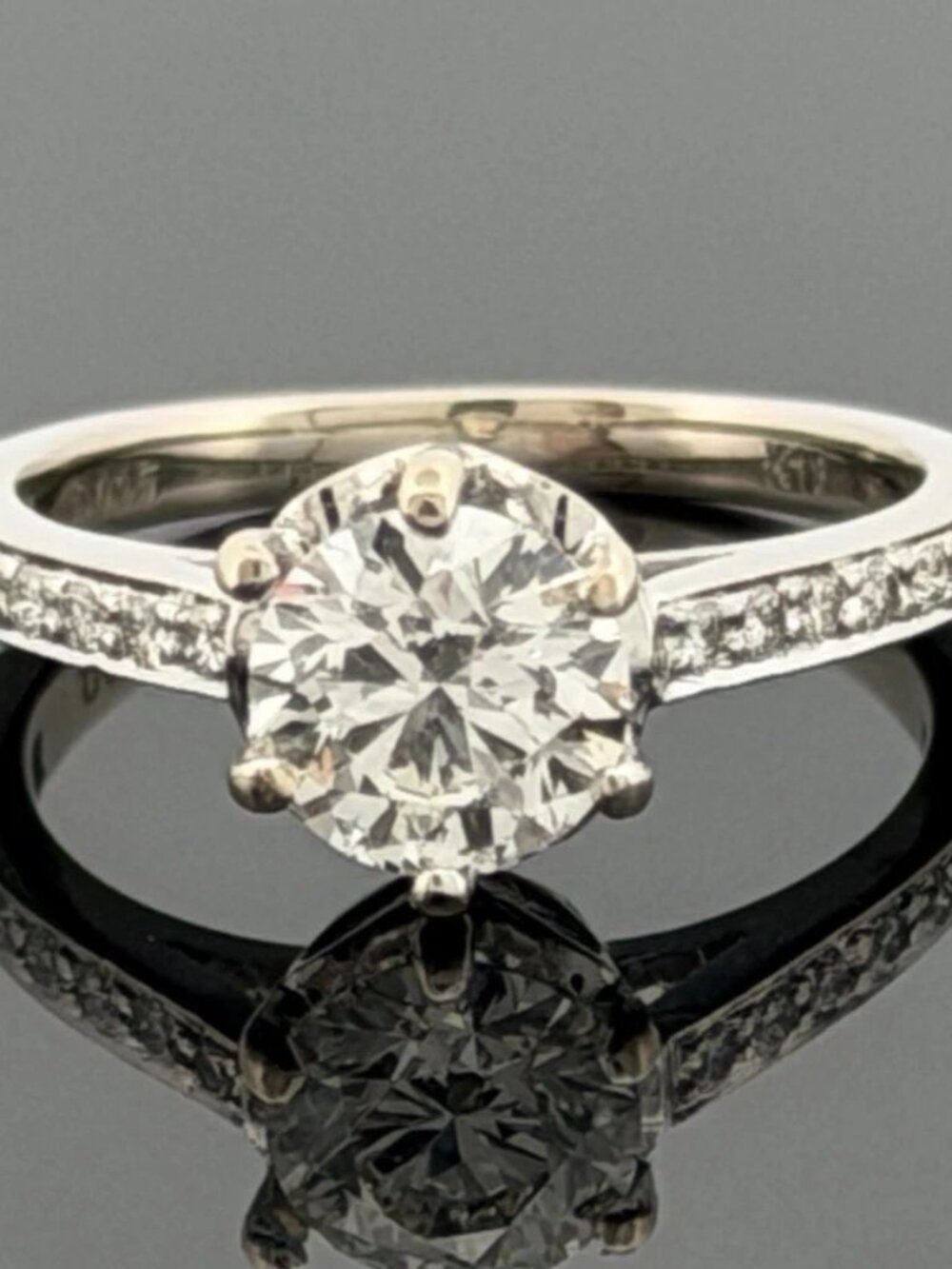 14K White Gold Engagement Ring GIA .96ct Round Natural Diamond SI1 I Size 4.75